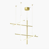Modern Geometric LED Grid Pendant Light Contemporary Gold and Black Chandelier for Living Room