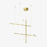 Modern Geometric LED Grid Pendant Light Contemporary Gold and Black Chandelier for Living Room