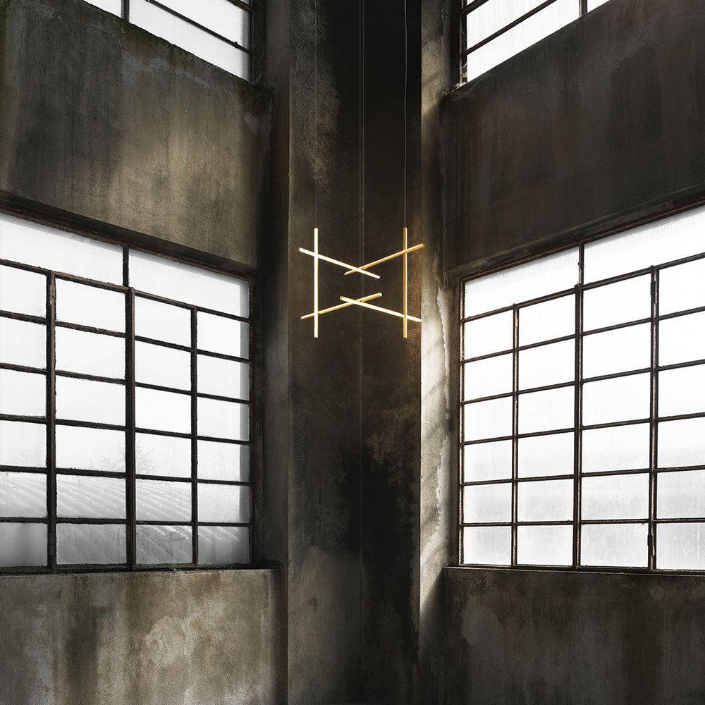 Modern Geometric LED Grid Pendant Light Contemporary Gold and Black Chandelier for Living Room