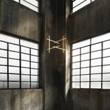 Modern Geometric LED Grid Pendant Light Contemporary Gold and Black Chandelier for Living Room