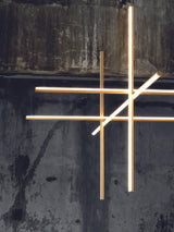 Modern Geometric LED Grid Pendant Light Contemporary Gold and Black Chandelier for Living Room