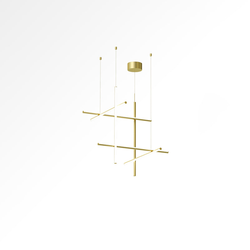 Modern Geometric LED Grid Pendant Light Contemporary Gold and Black Chandelier for Living Room