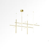 Modern Geometric LED Grid Pendant Light Contemporary Gold and Black Chandelier for Living Room