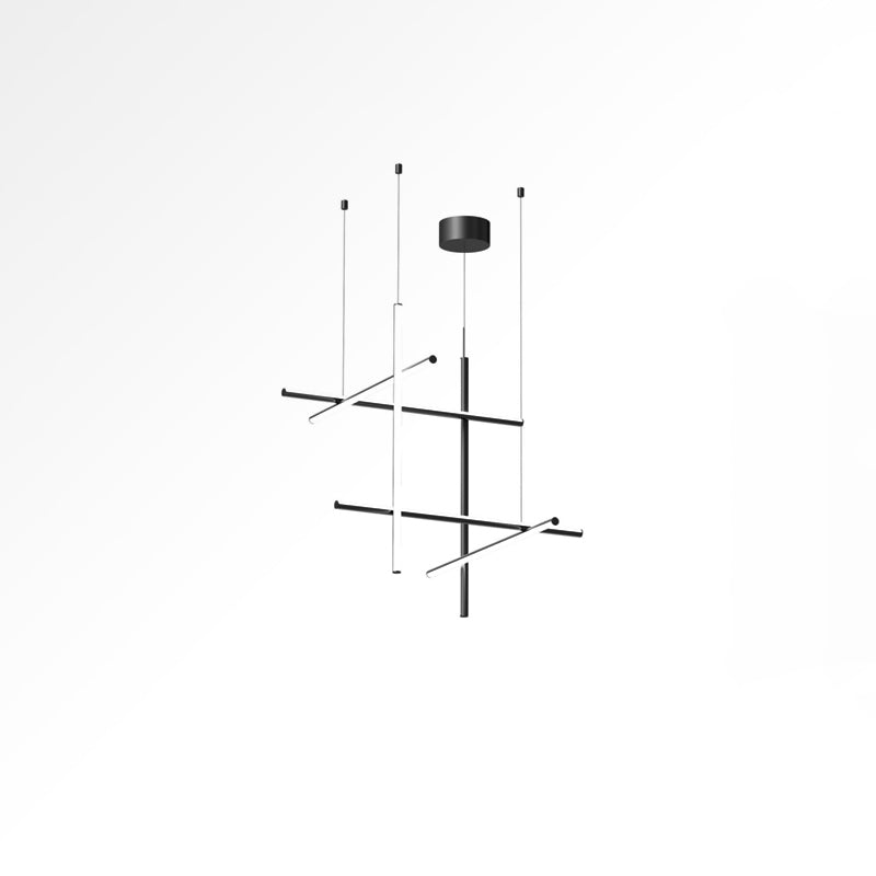 Modern Geometric LED Grid Pendant Light Contemporary Gold and Black Chandelier for Living Room