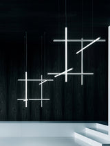 Modern Geometric LED Grid Pendant Light Contemporary Gold and Black Chandelier for Living Room