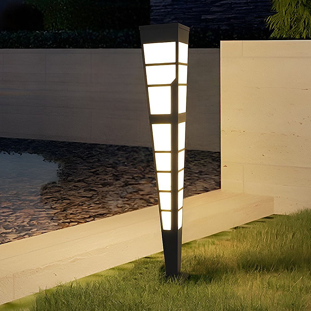 Modern Geometric LED Outdoor Post Light Stainless Steel Landscape Pathway Garden Lamp