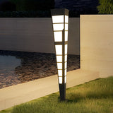 Modern Geometric LED Outdoor Post Light Stainless Steel Landscape Pathway Garden Lamp