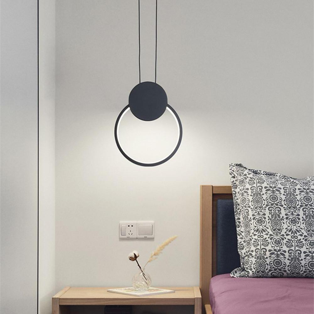 Modern Geometric LED Pendant Light Dimmable Black Hanging Lamp for Kitchen Island and Dining Room