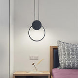 Modern Geometric LED Pendant Light Dimmable Black Hanging Lamp for Kitchen Island and Dining Room