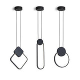 Modern Geometric LED Pendant Light Dimmable Black Hanging Lamp for Kitchen Island and Dining Room