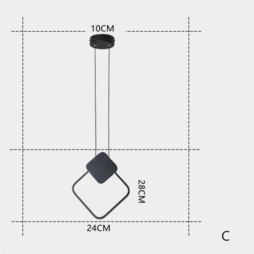 Modern Geometric LED Pendant Light Dimmable Black Hanging Lamp for Kitchen Island and Dining Room