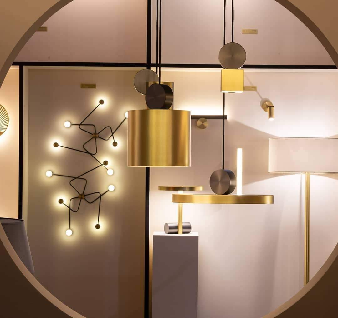 Modern Geometric LED Pendant Light Minimalist Brass and Black Hanging Fixture