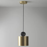 Modern Geometric LED Pendant Light Minimalist Brass and Black Hanging Fixture