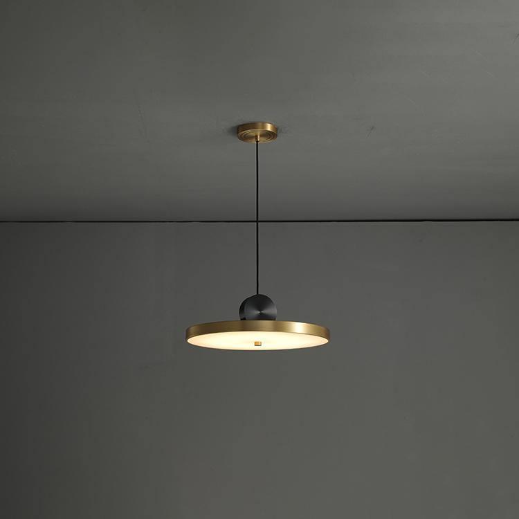 Modern Geometric LED Pendant Light Minimalist Brass and Black Hanging Fixture