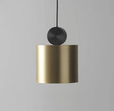 Modern Geometric LED Pendant Light Minimalist Brass and Black Hanging Fixture