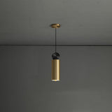 Modern Geometric LED Pendant Light Minimalist Brass and Black Hanging Fixture