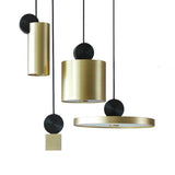 Modern Geometric LED Pendant Light Minimalist Brass and Black Hanging Fixture