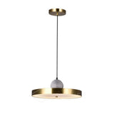 Modern Geometric LED Pendant Light Minimalist Brass and Black Hanging Fixture