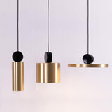 Modern Geometric LED Pendant Light Minimalist Brass and Black Hanging Fixture