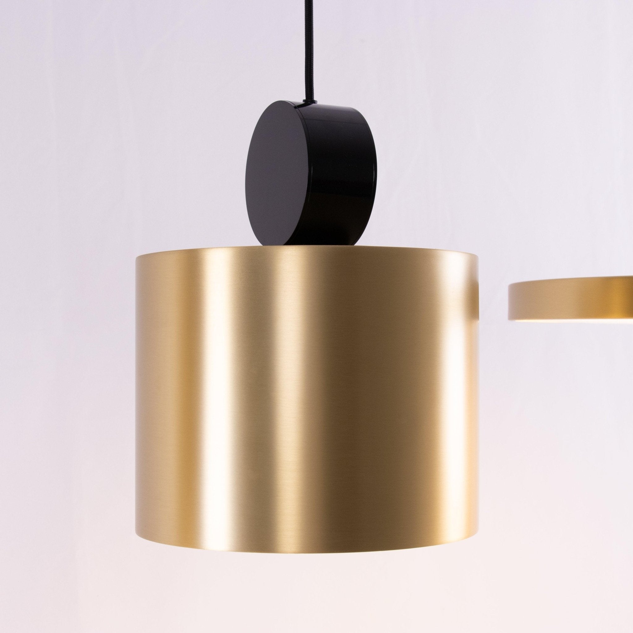 Modern Geometric LED Pendant Light Minimalist Brass and Black Hanging Fixture