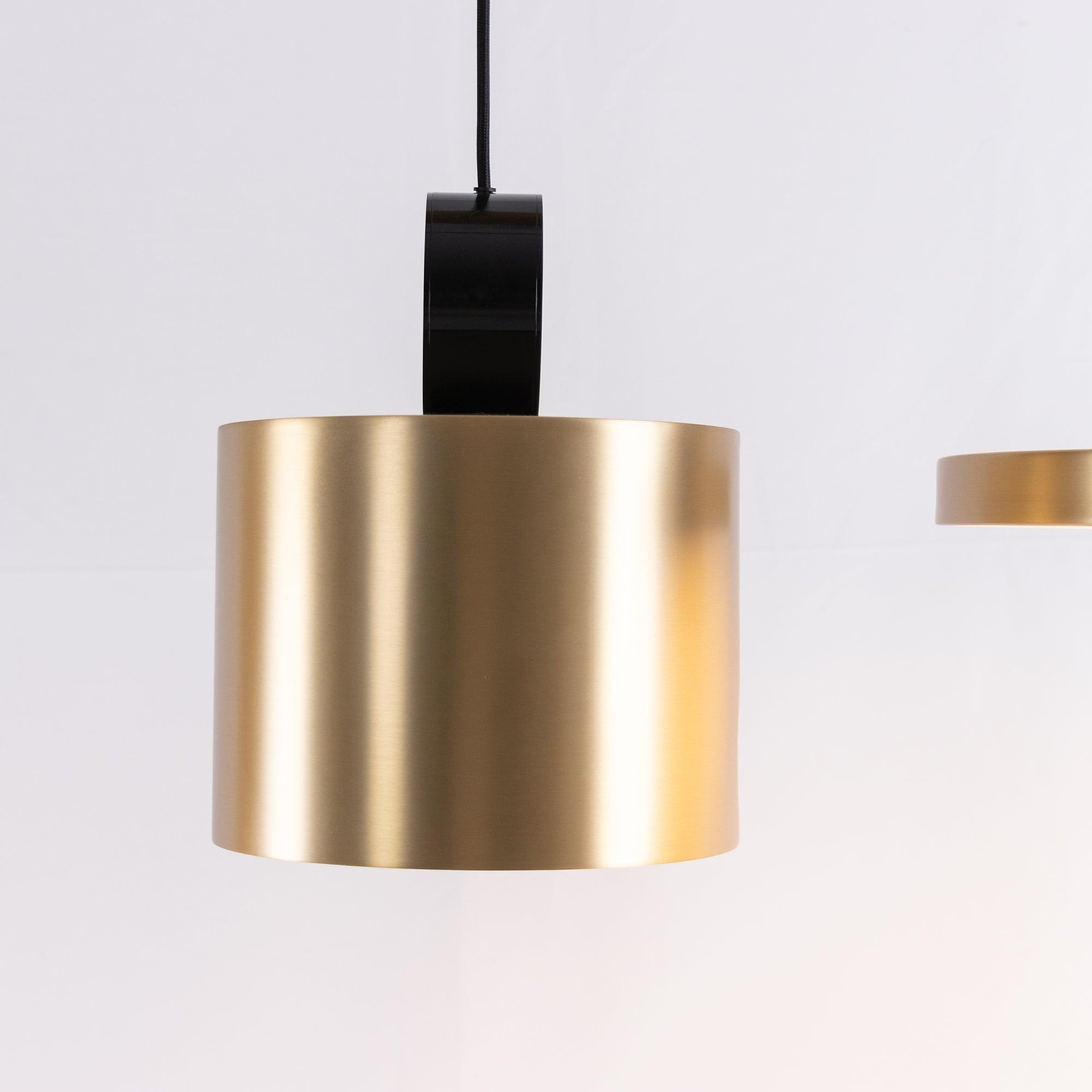 Modern Geometric LED Pendant Light Minimalist Brass and Black Hanging Fixture