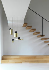 Modern Geometric LED Pendant Light Minimalist Brass and Black Hanging Fixture