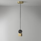 Modern Geometric LED Pendant Light Minimalist Brass and Black Hanging Fixture