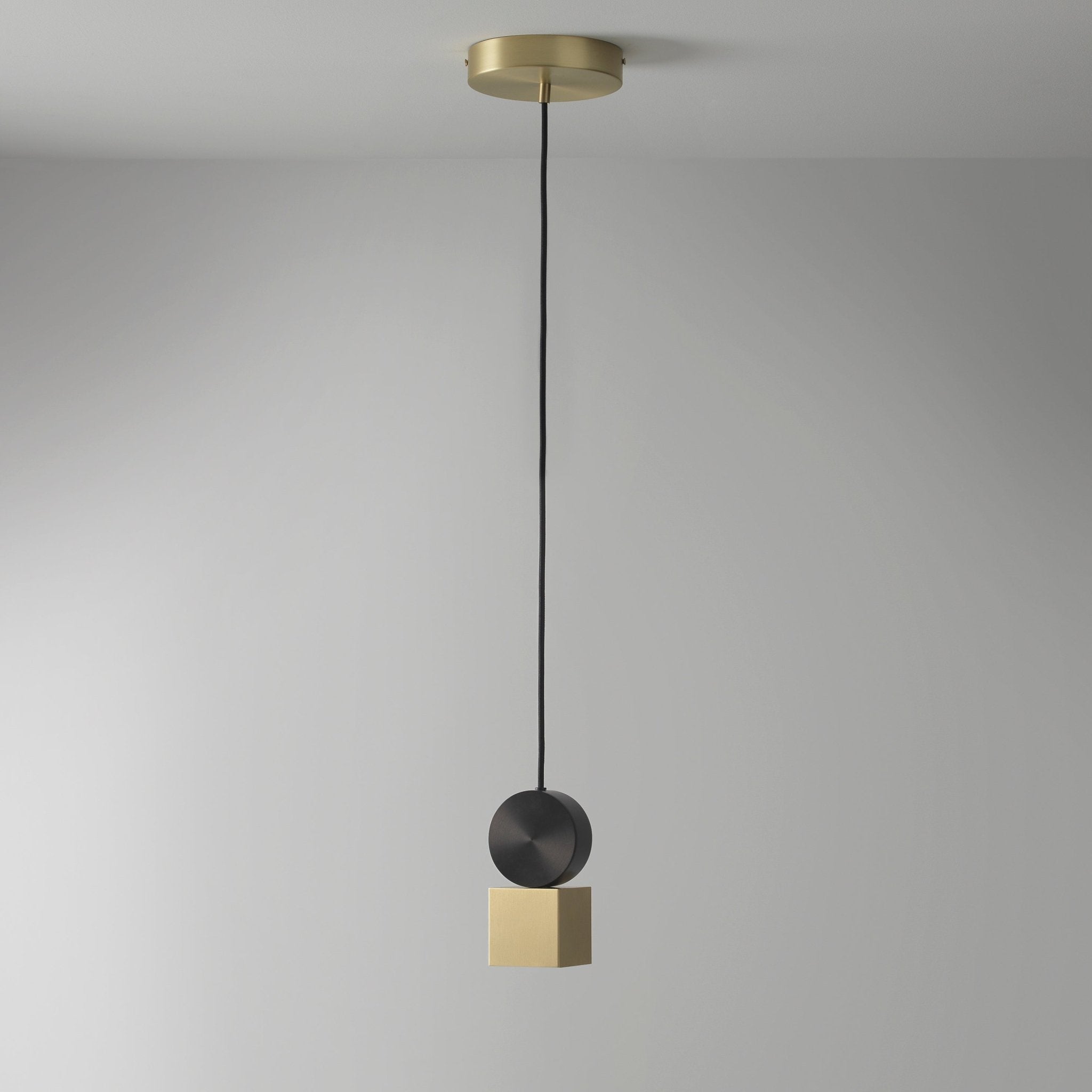 Modern Geometric LED Pendant Light Minimalist Brass and Black Hanging Fixture