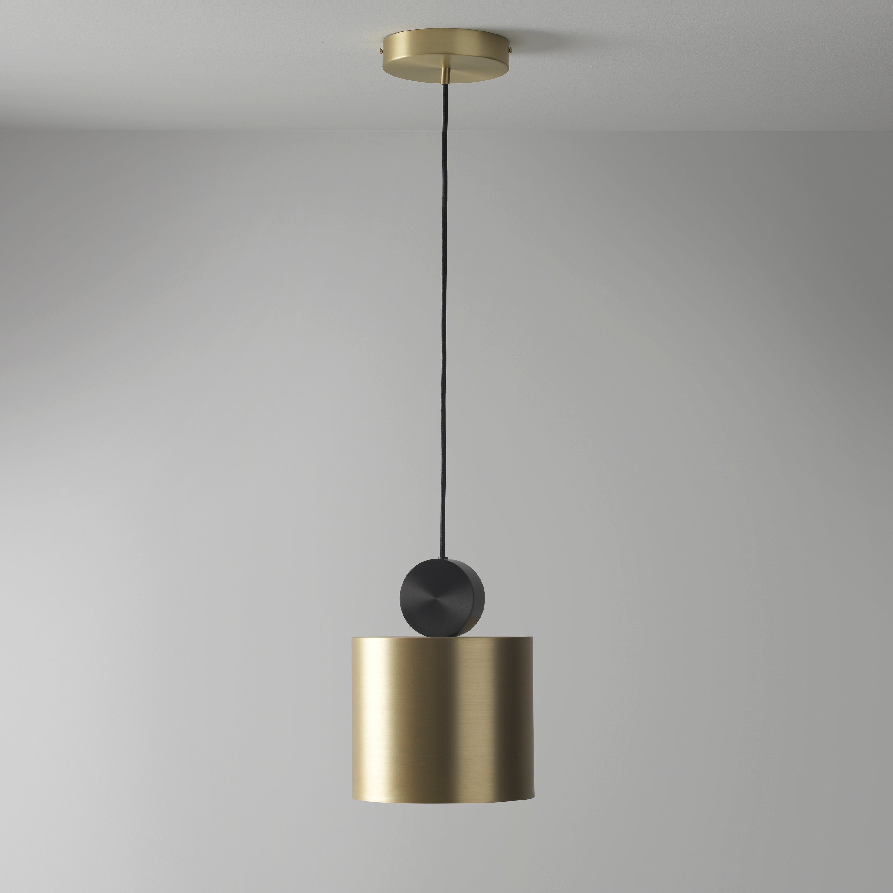 Modern Geometric LED Pendant Light Minimalist Brass and Black Hanging Fixture