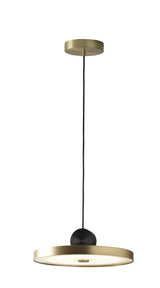 Modern Geometric LED Pendant Light Minimalist Brass and Black Hanging Fixture