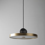 Modern Geometric LED Pendant Light Minimalist Brass and Black Hanging Fixture