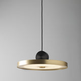Modern Geometric LED Pendant Light Minimalist Brass and Black Hanging Fixture