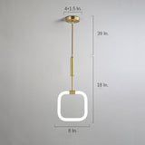 Modern Geometric LED Pendant Light with Brass Finish and Rounded Square Acrylic Shade