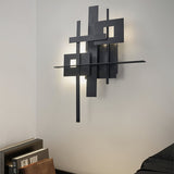 Modern Geometric LED Planar Wall Lamp Abstract Design Matte Black Sconce