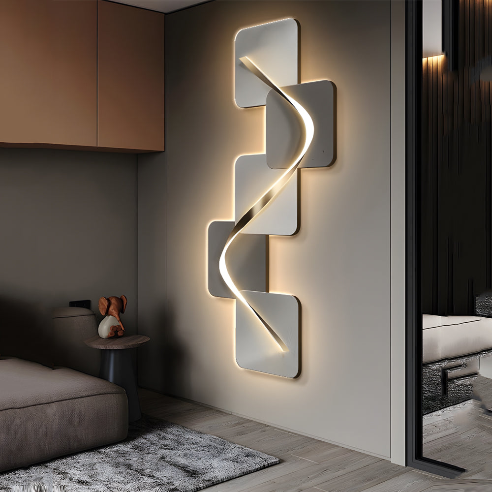 Modern Geometric LED Wall Art Decor USB Powered Crystal Porcelain Backlit Painting Light for Home Office