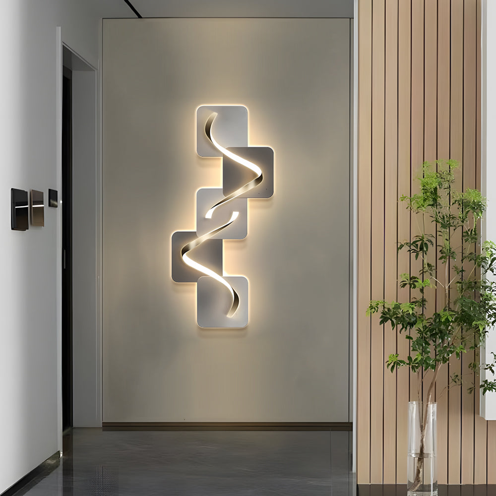 Modern Geometric LED Wall Art Decor USB Powered Crystal Porcelain Backlit Painting Light for Home Office