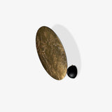 Modern Geometric LED Wall Sconce Minimalist Disk Design Set of Two Gold and Black Indoor Light Fixture