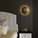 Modern Geometric LED Wall Sconce Minimalist Disk Design Set of Two Gold and Black Indoor Light Fixture