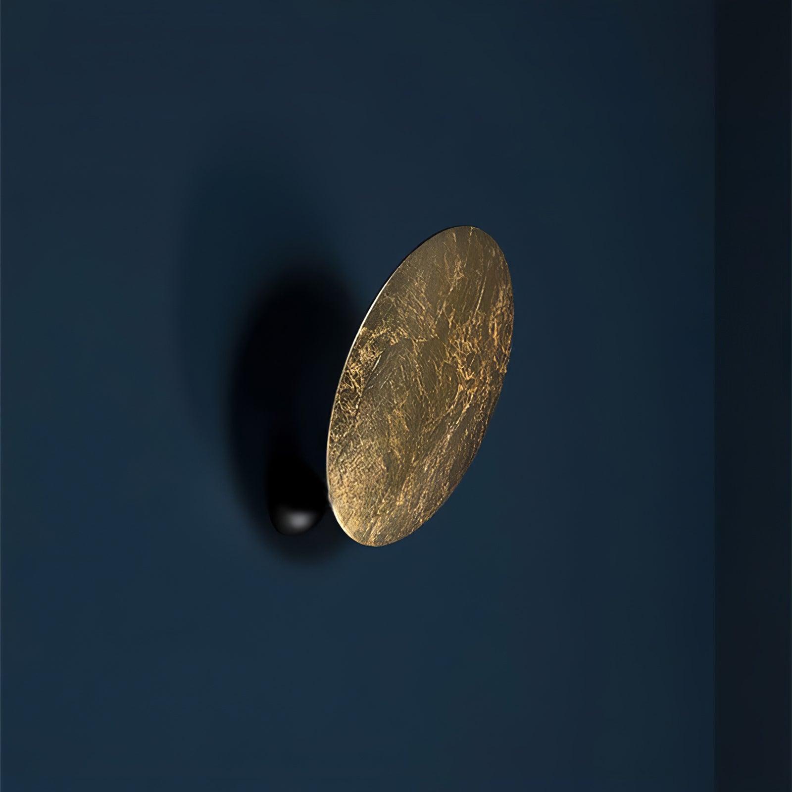 Modern Geometric LED Wall Sconce Minimalist Disk Design Set of Two Gold and Black Indoor Light Fixture
