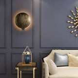 Modern Geometric LED Wall Sconce Minimalist Disk Design Set of Two Gold and Black Indoor Light Fixture