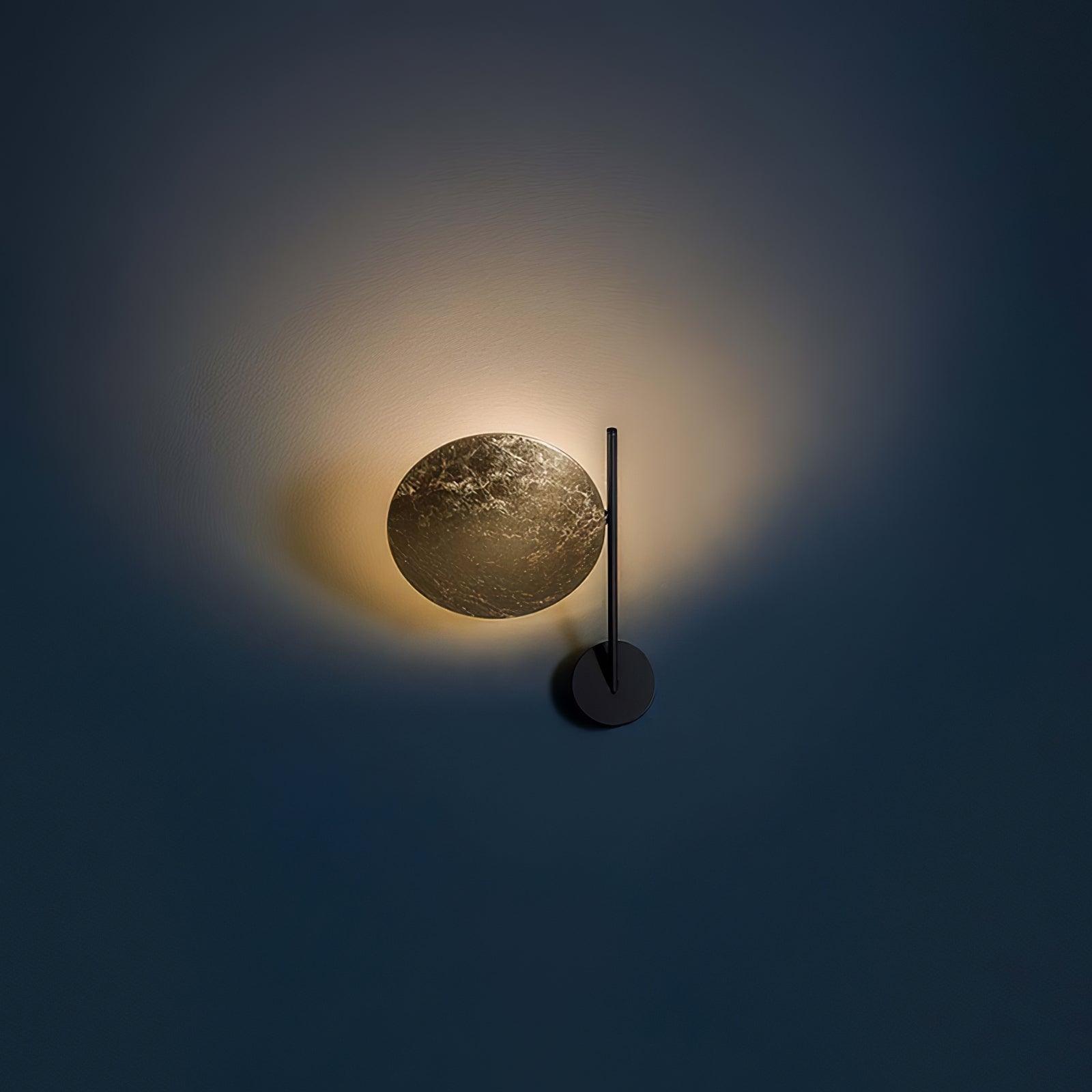 Modern Geometric LED Wall Sconce Minimalist Disk Design Set of Two Gold and Black Indoor Light Fixture