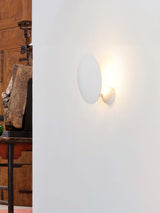 Modern Geometric LED Wall Sconce Minimalist Disk Design Set of Two Gold and Black Indoor Light Fixture