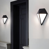 Modern Geometric LED Waterproof Outdoor Wall Lamp Exterior Porch Light Fixture in Black