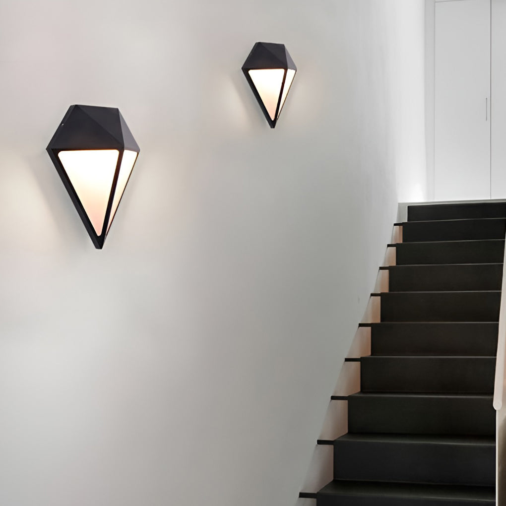 Modern Geometric LED Waterproof Outdoor Wall Lamp Exterior Porch Light Fixture in Black