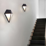 Modern Geometric LED Waterproof Outdoor Wall Lamp Exterior Porch Light Fixture in Black