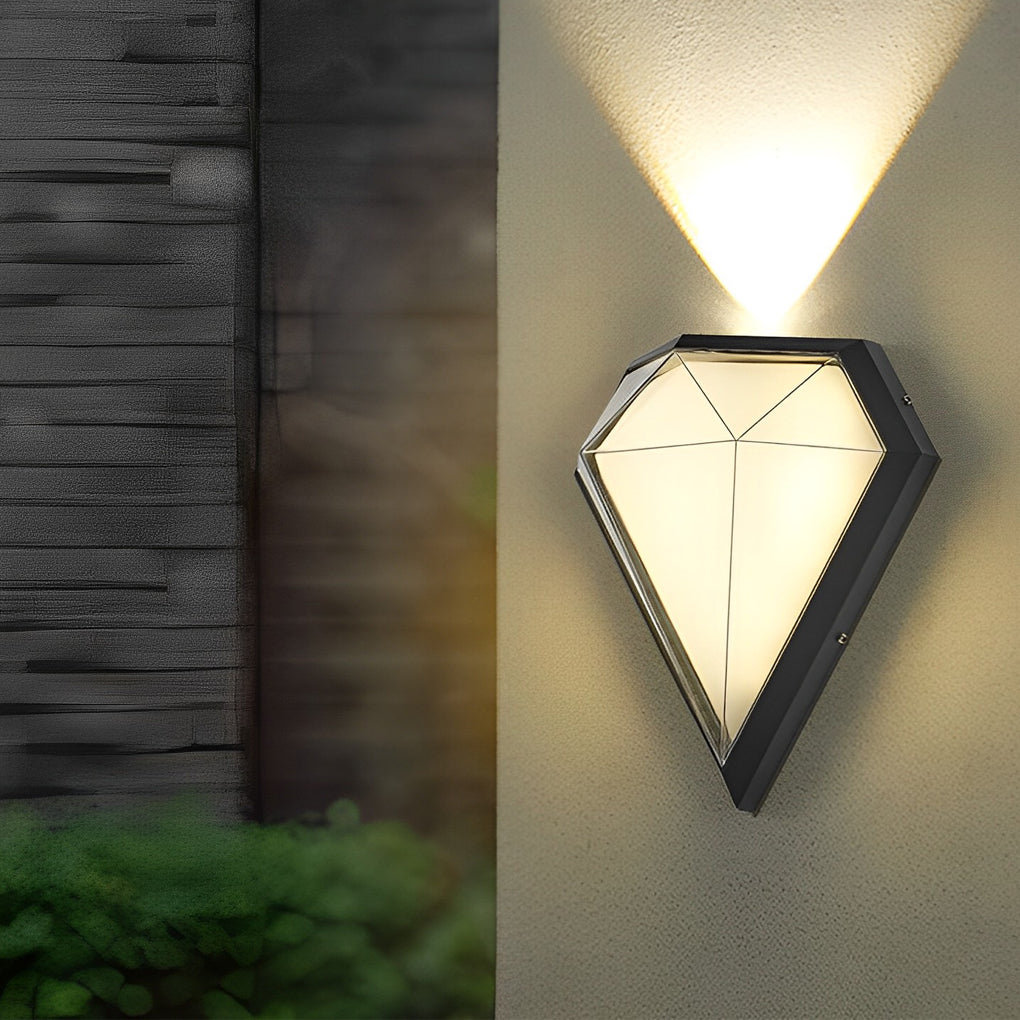 Modern Geometric LED Waterproof Outdoor Wall Sconce Black Exterior Porch Light for Garden and Entryway