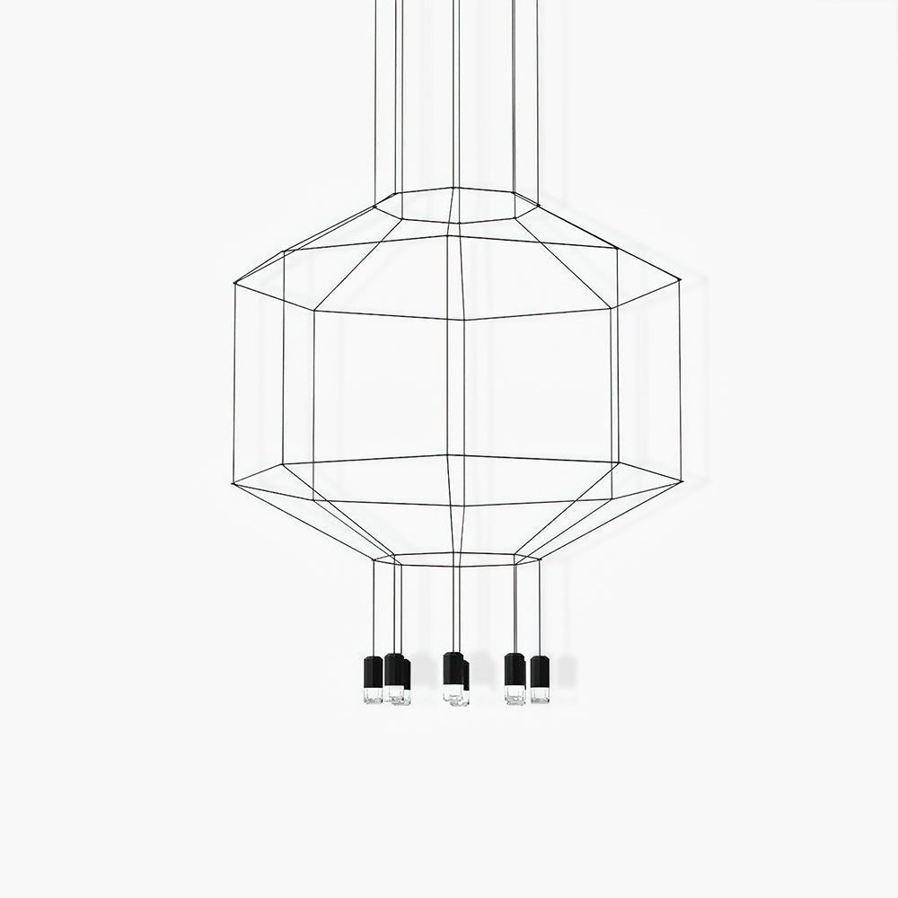 Modern Geometric LED Wire Pendant Lamp Contemporary Black Chandelier Lighting