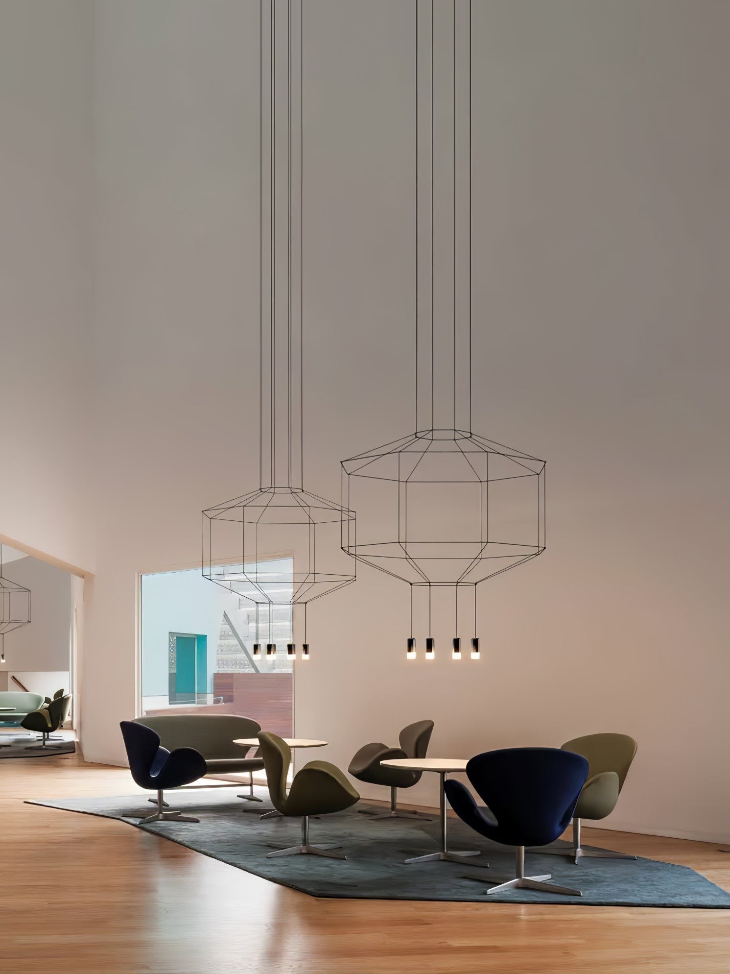 Modern Geometric LED Wire Pendant Lamp Contemporary Black Chandelier Lighting