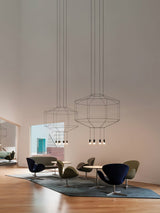 Modern Geometric LED Wire Pendant Lamp Contemporary Black Chandelier Lighting