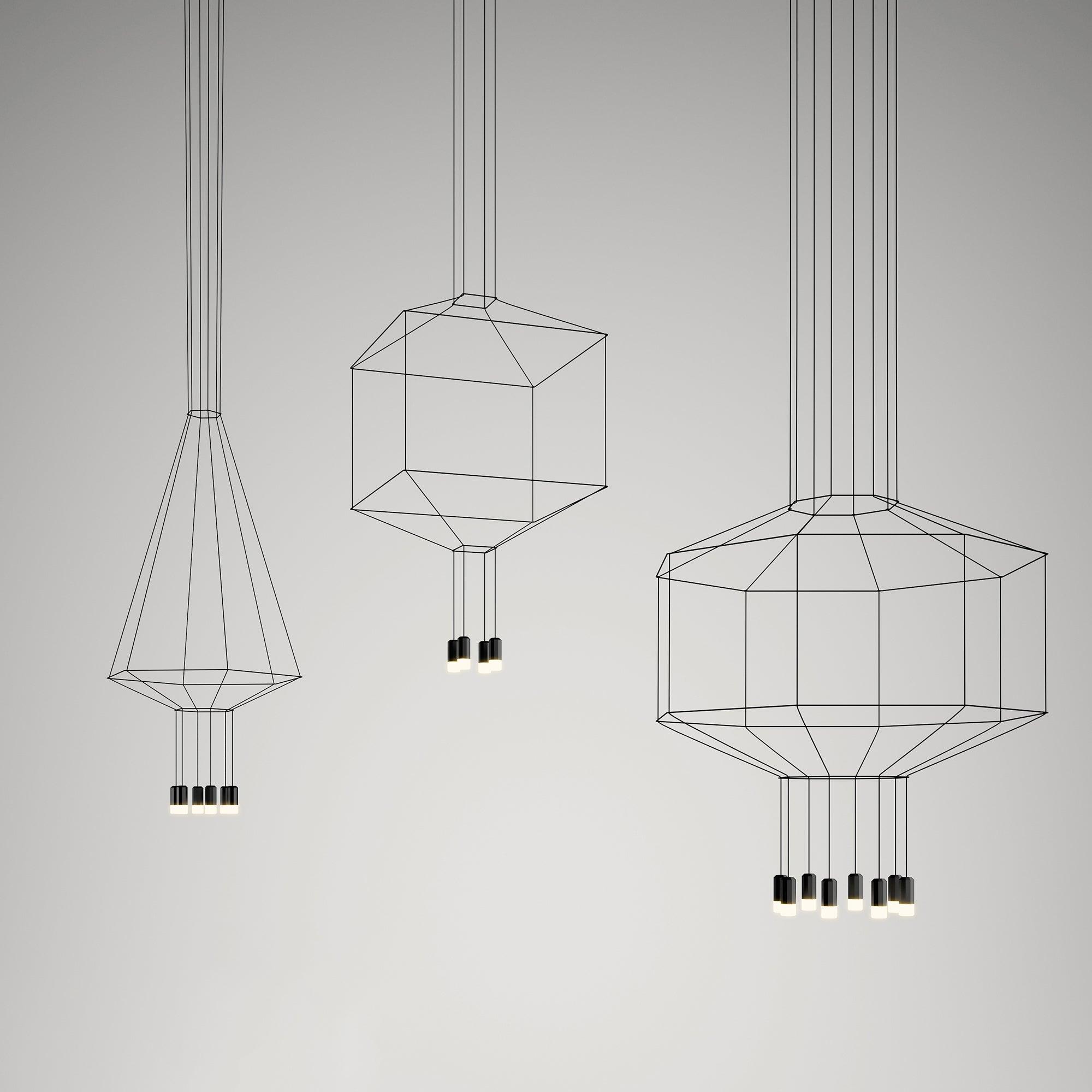 Modern Geometric LED Wire Pendant Lamp Contemporary Black Chandelier Lighting